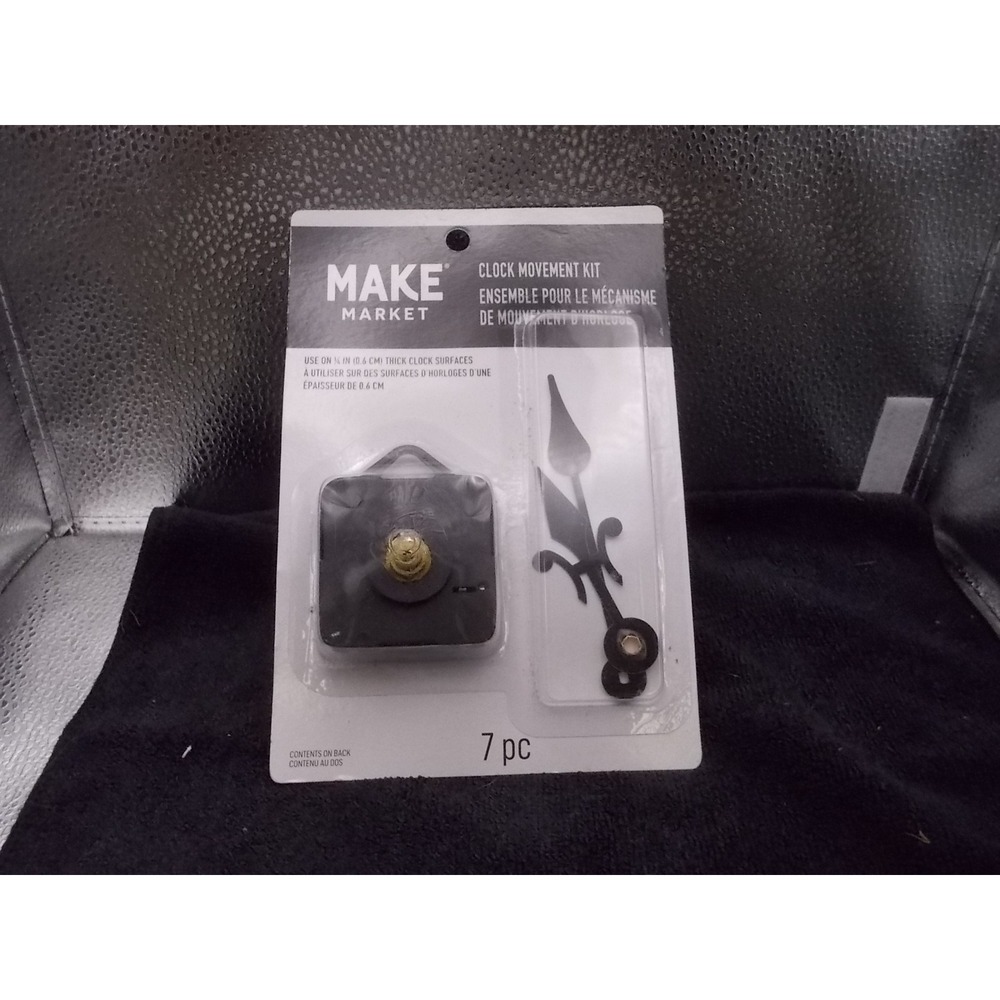 Make Market Clock Movement Kit 7pc Quartz Motor Black Spade Hands DIY Repair